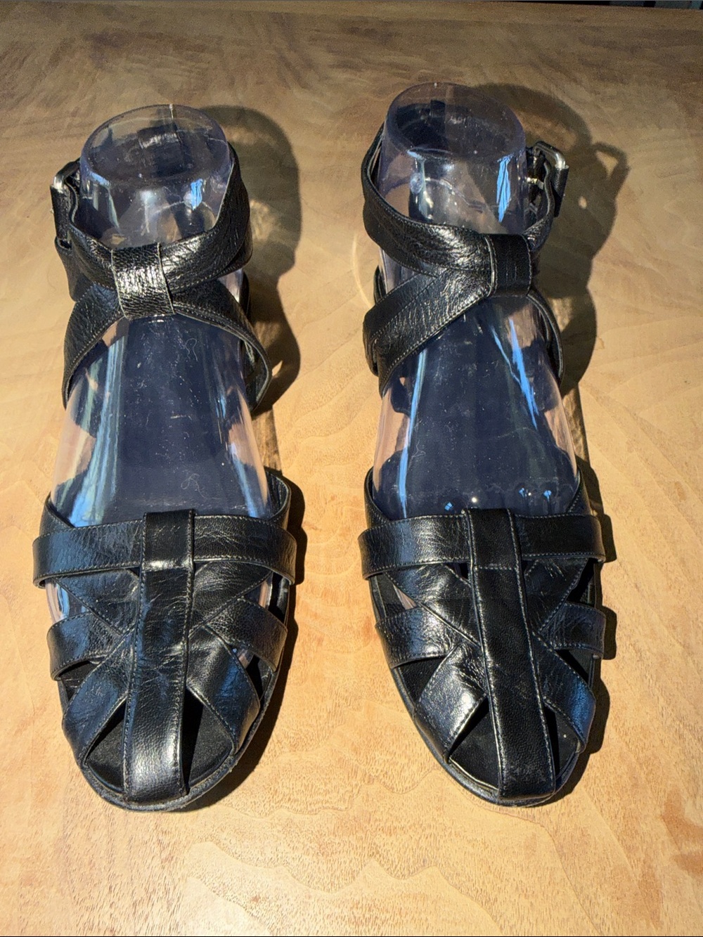 Balenciaga Black Leather Strappy Caged Fisherman Sandals Size 38.5 - Picture 3 of 9